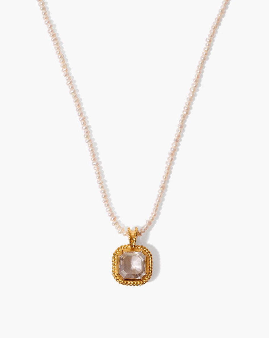 Chan Luu Bezel Wrapped Crystal Pearl Necklace Dear Lucy