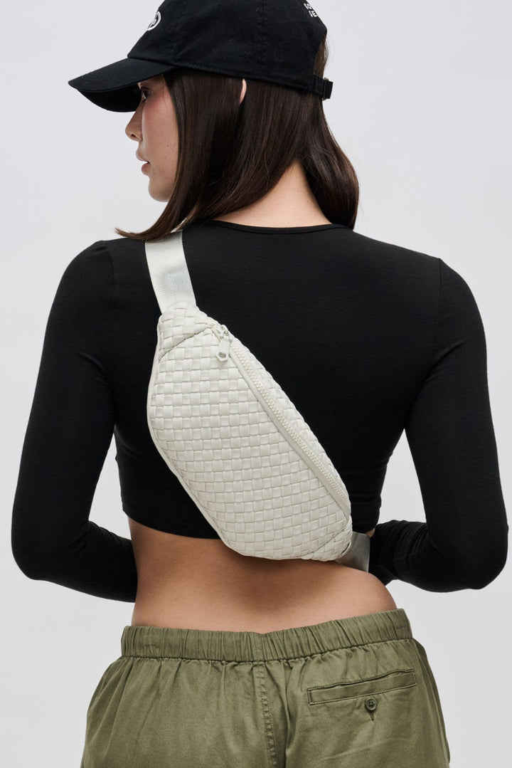 Sol and Selene Aim High  Woven Neoprene Belt Bag: Bone