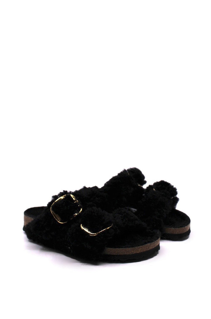 Birkenstock Arizona Big Buckle Shearling Teddy Black Narrow