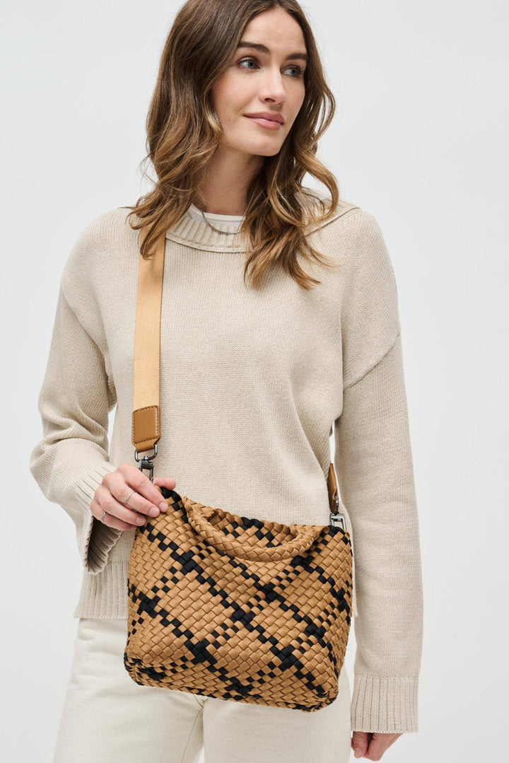 Sol and Selene Sky's The Limit - Small Woven Neoprene Crossbody: Sand Black