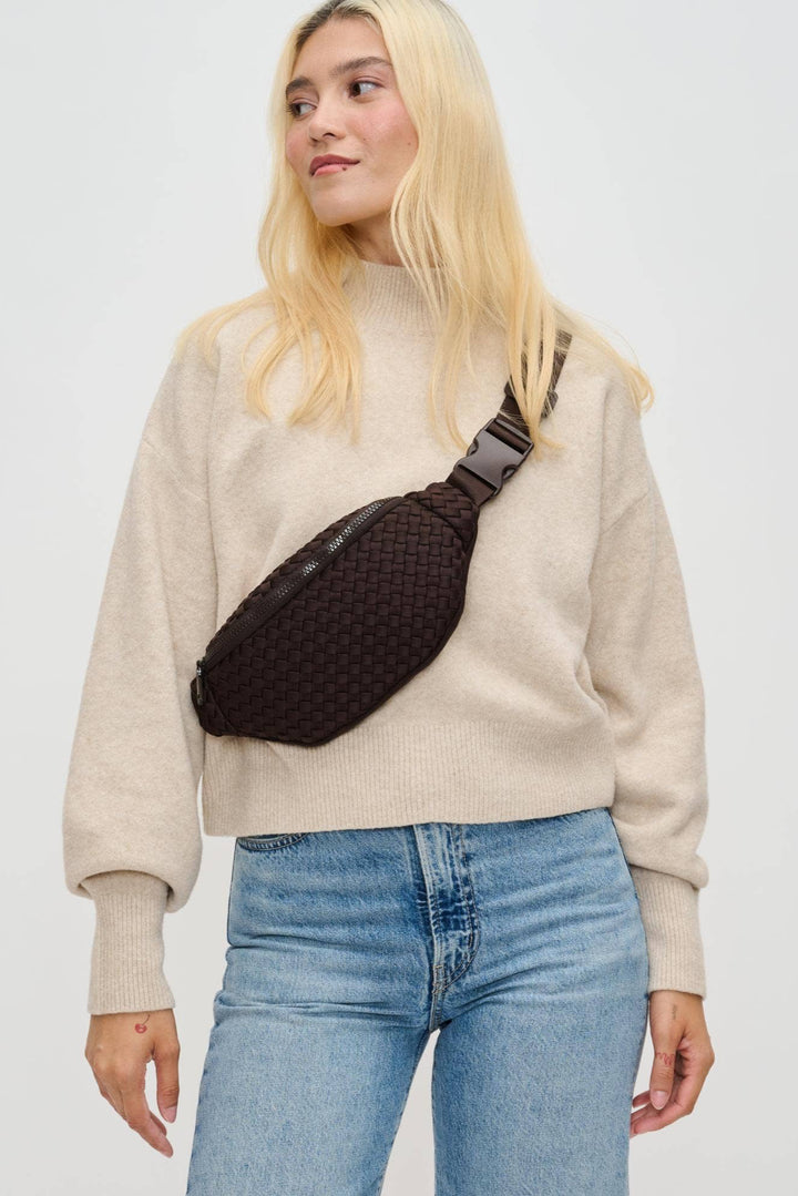 Sol and Selene Aim High  Woven Neoprene Belt Bag: Black