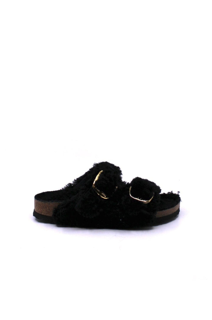 Birkenstock Arizona Big Buckle Shearling Teddy Black Narrow