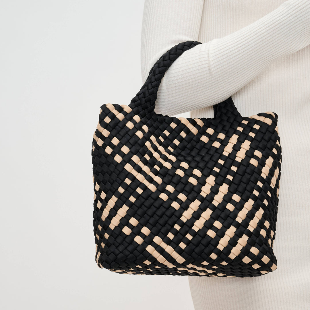 Sol and Selene Sky's The Limit - Small Woven Neoprene Crossbody: Black Nude